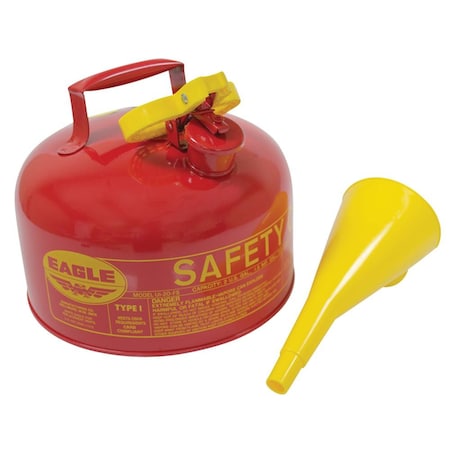 Stens Red Metal Safety Fuel Can, 2 Gal With Funnel, 24-Gauge Hot Dipped Galvanized Steel 765-184 765-184
